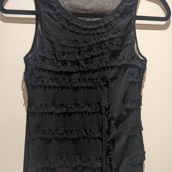 Sheer black tank top with ruffles - Picture 3 of 6